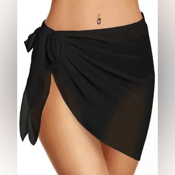 Swimsuit Coverup Sarong Beach Wrap Black - Picture 1 of 3